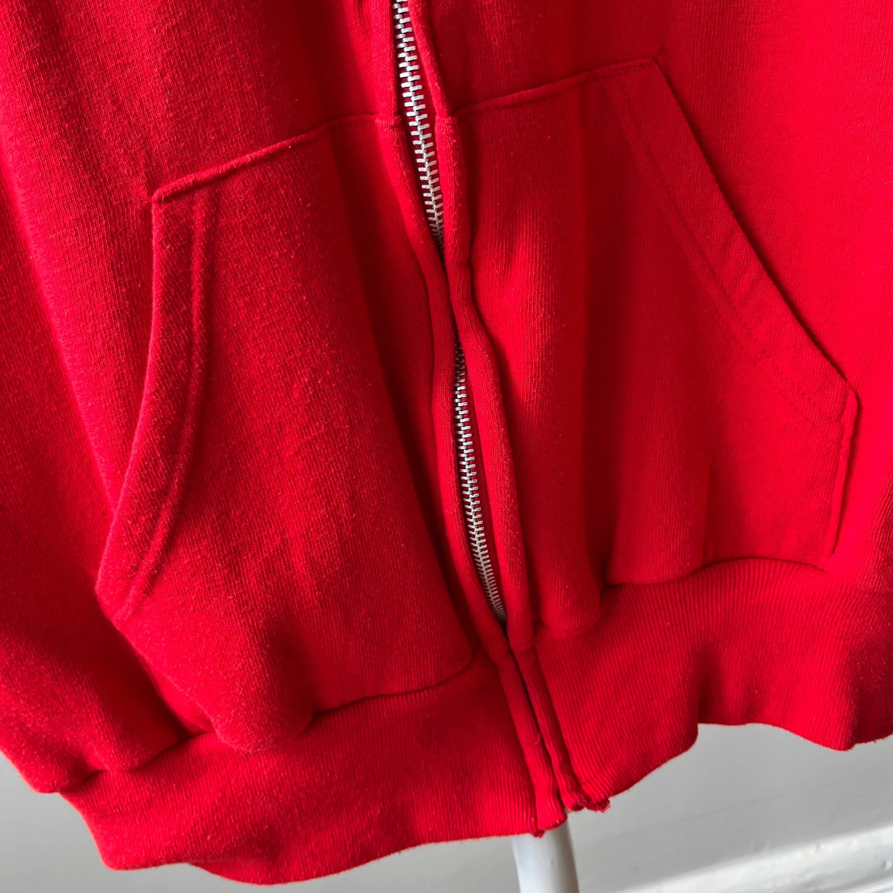 1980s Barely/Never Worn Lipstick Red Zip Up Sweatshirt Vest