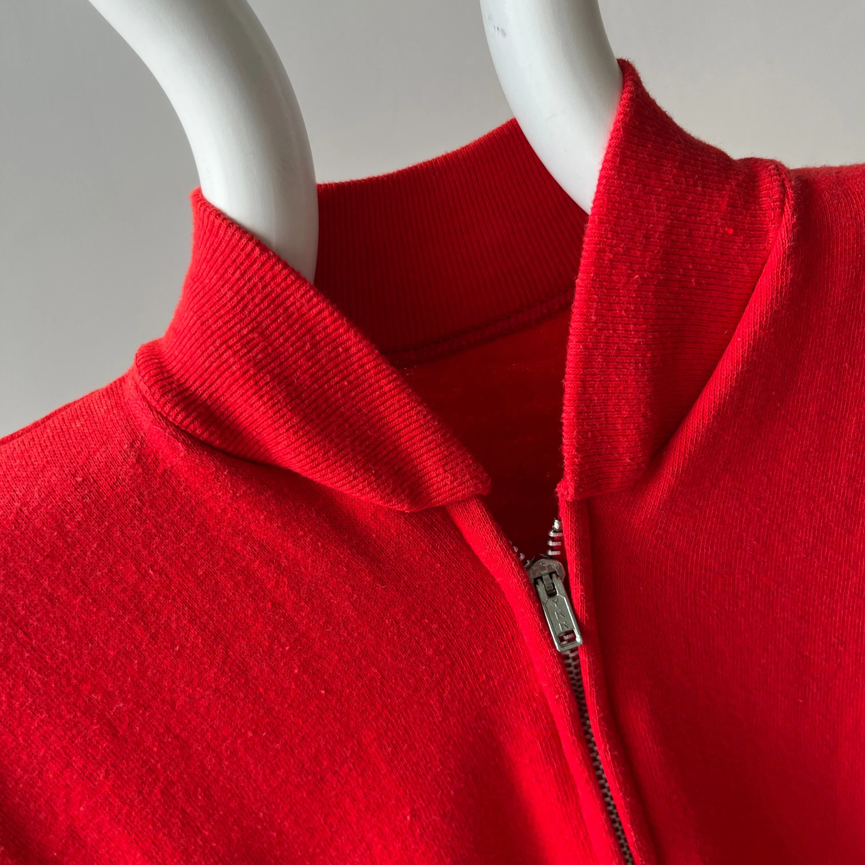 1980s Barely/Never Worn Lipstick Red Zip Up Sweatshirt Vest