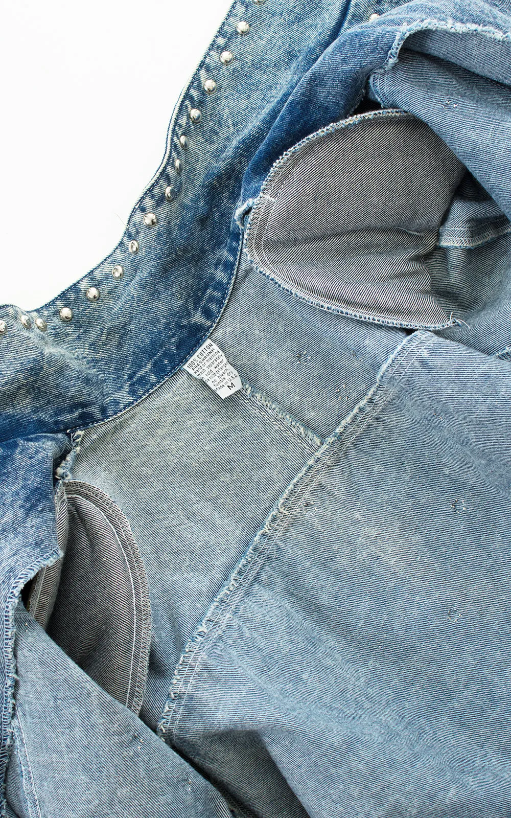 1990s Hand-Painted Glitter Roses Studded Jean Jacket | large