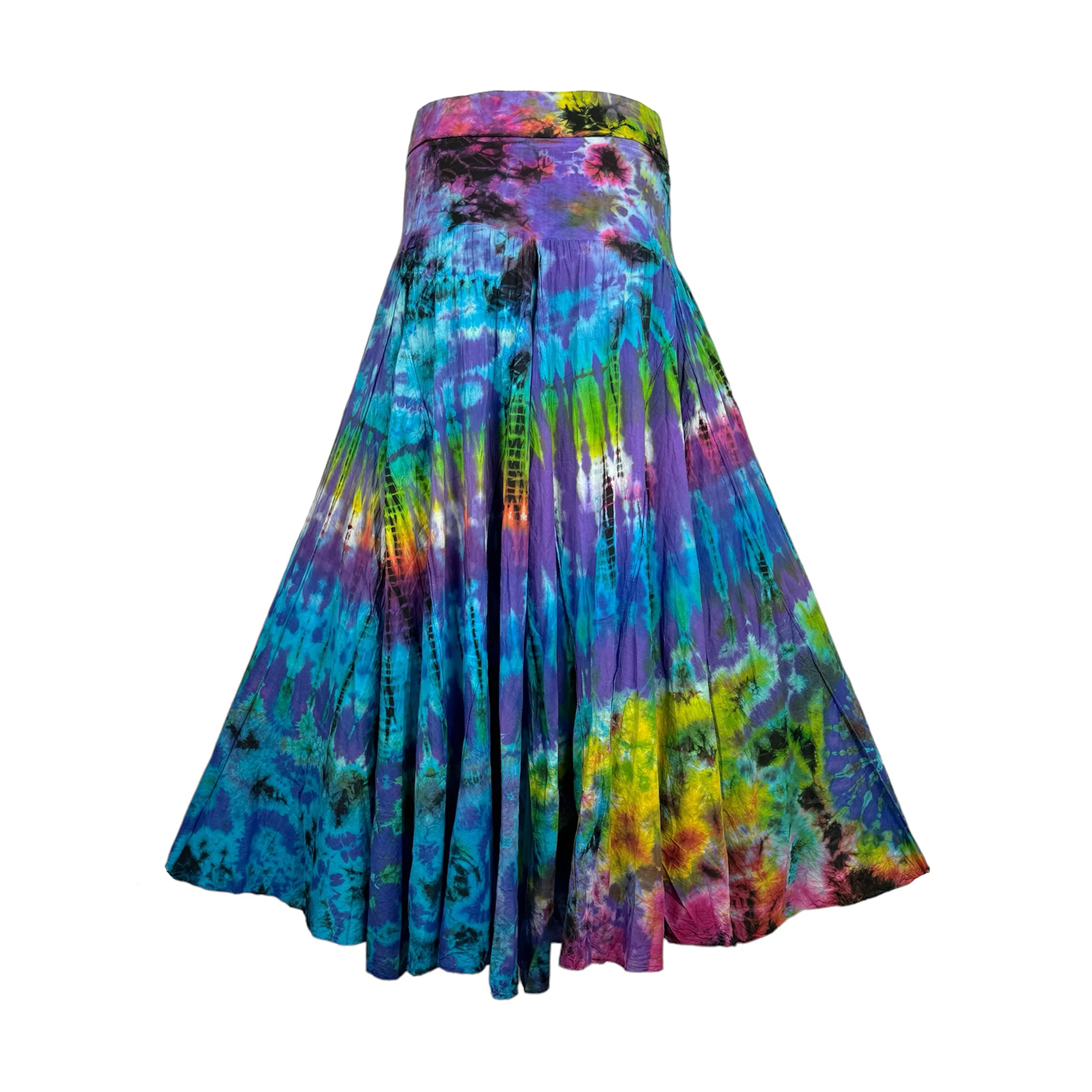 61 SKT Assorted Soft Cotton Convertible Lined Tie Dye Gypsy Skirt Dress ~ Purple Rainbow