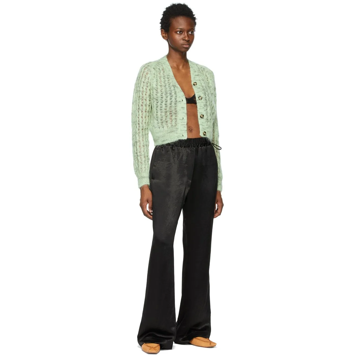 Acne Studios Black Satin Fluid Trousers
