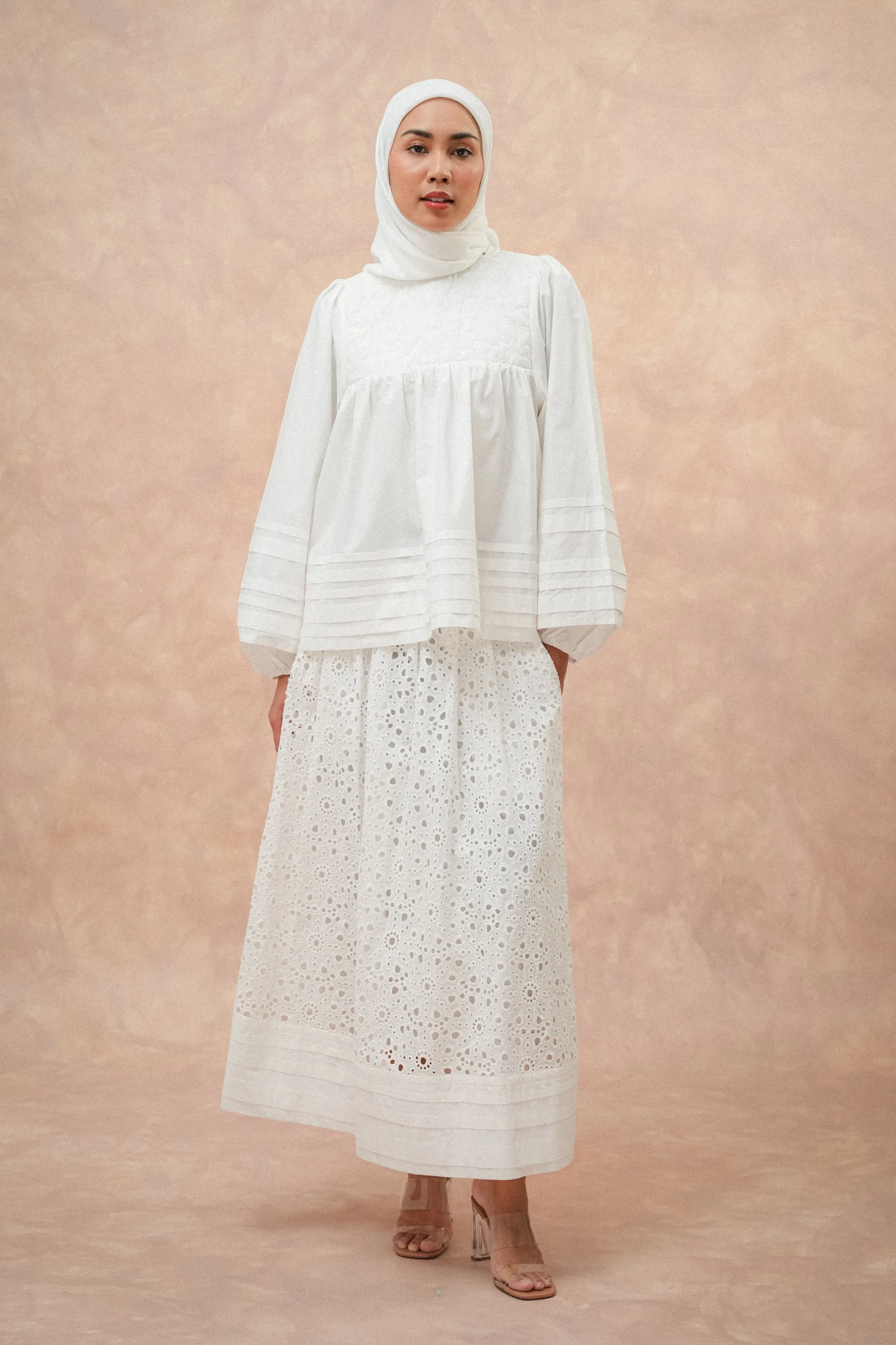 Alice Eyelet Midi Skirt in Lily