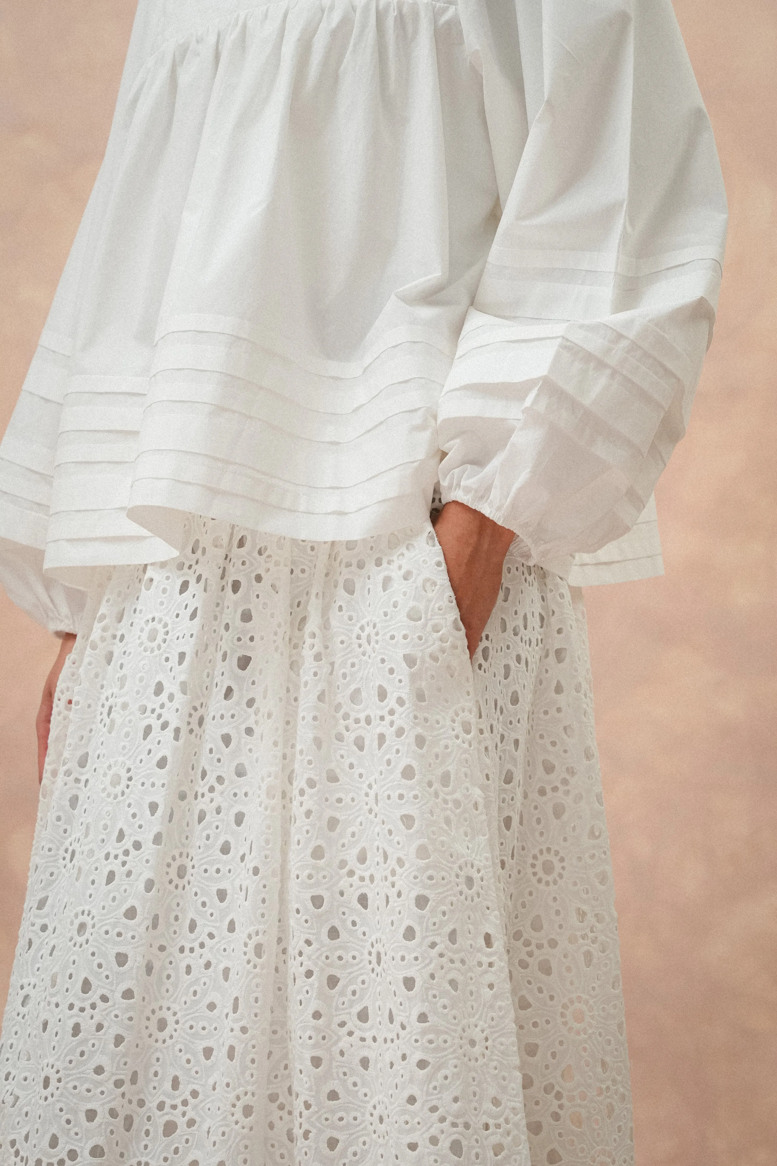 Alice Eyelet Midi Skirt in Lily