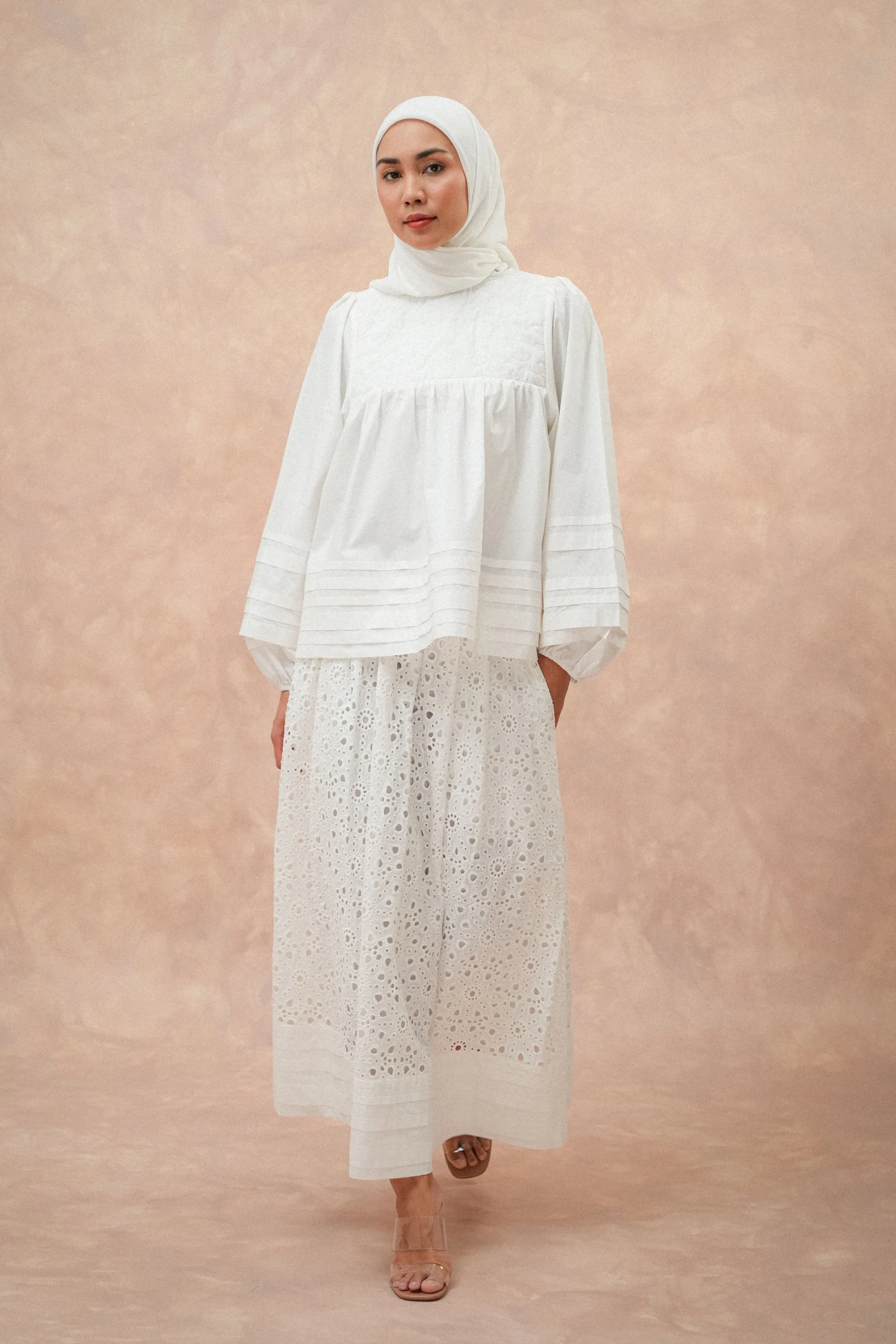 Alice Eyelet Midi Skirt in Lily