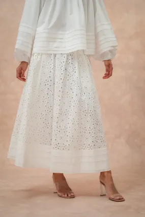 Alice Eyelet Midi Skirt in Lily