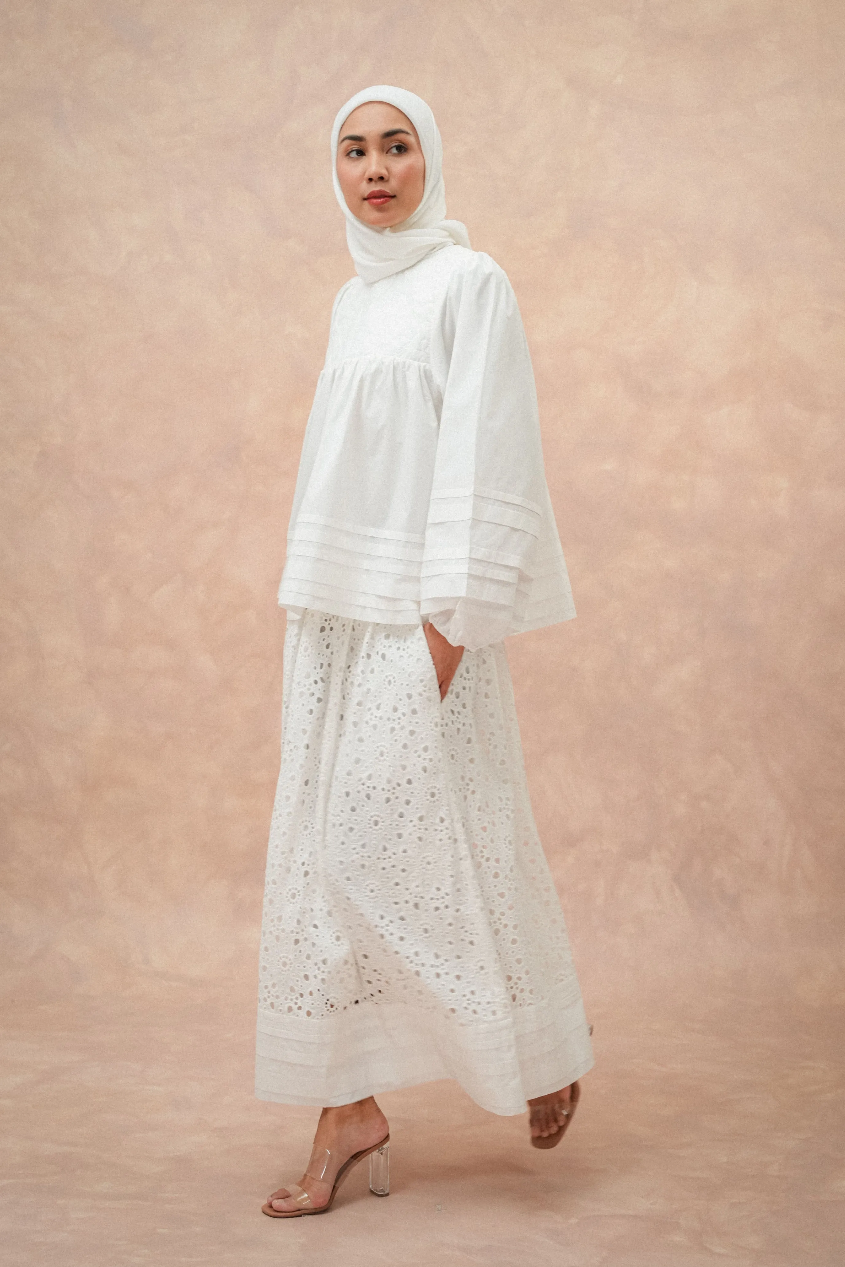 Alice Eyelet Midi Skirt in Lily