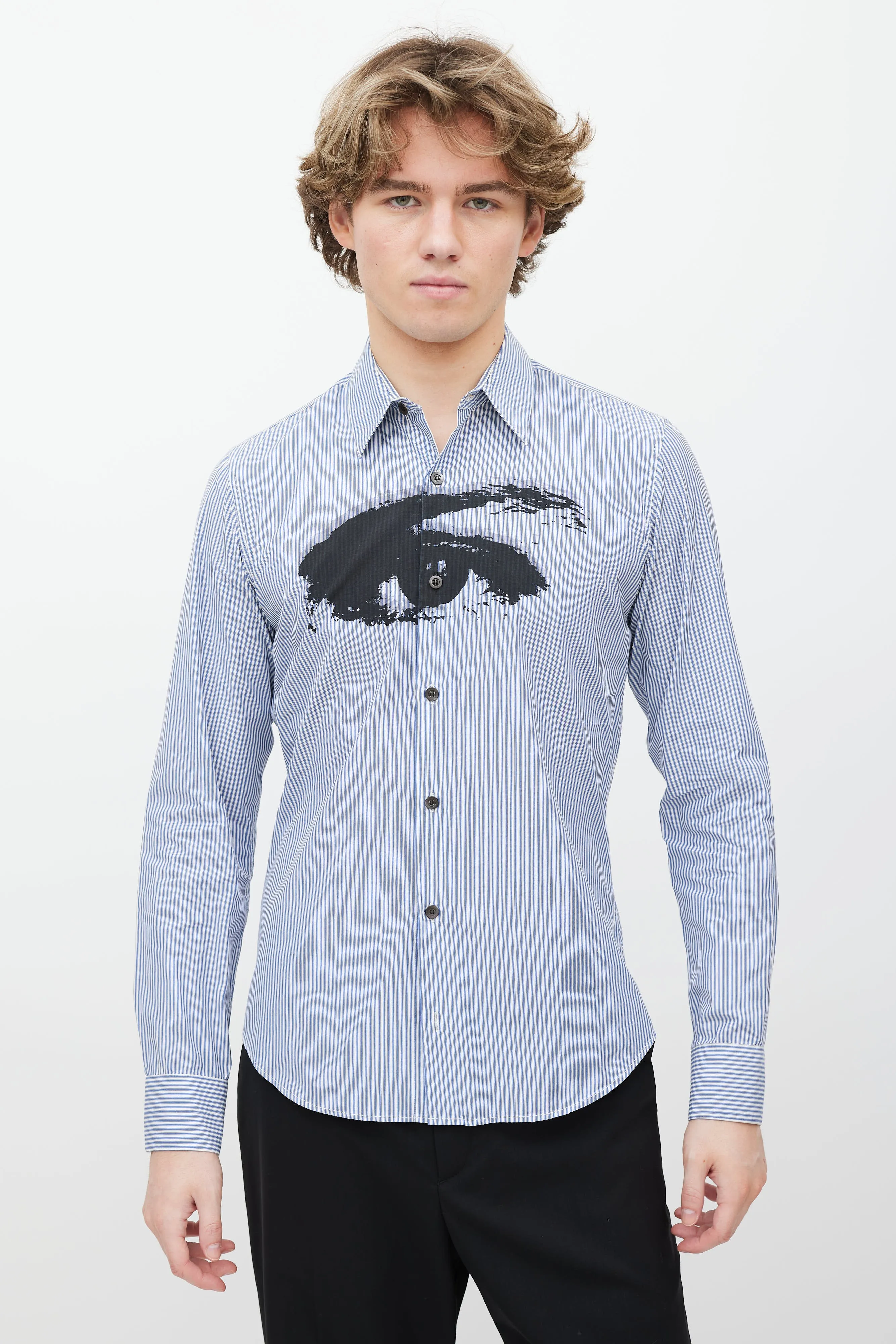 Blue & White Striped Button Up Shirt