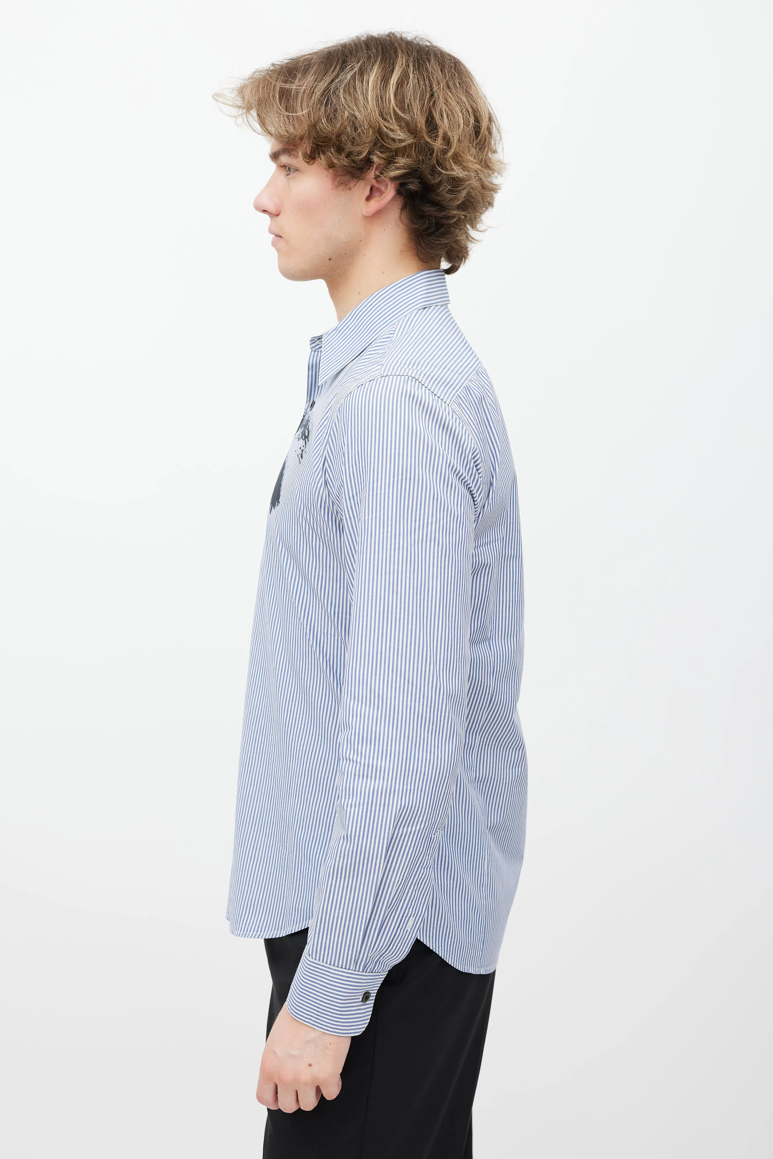 Blue & White Striped Button Up Shirt