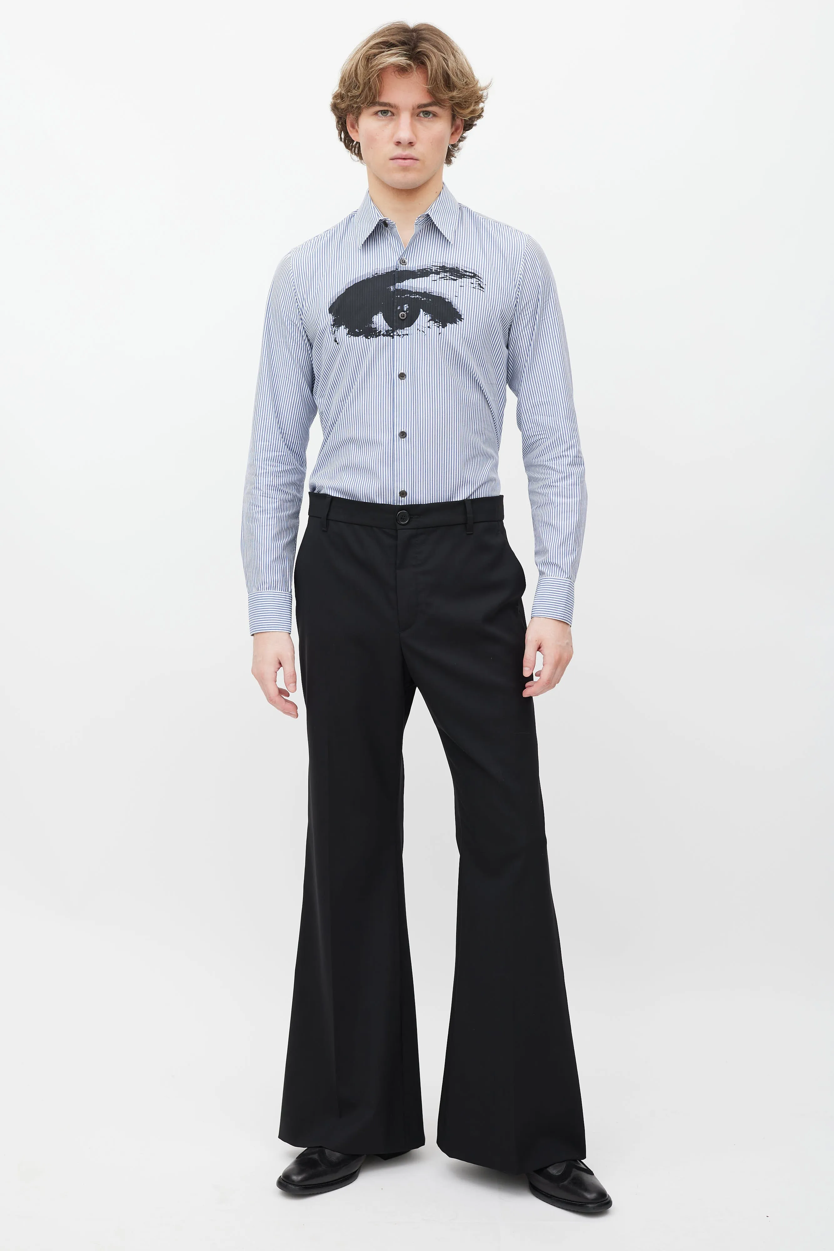 Blue & White Striped Button Up Shirt