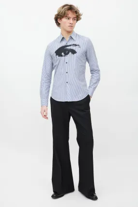Blue & White Striped Button Up Shirt