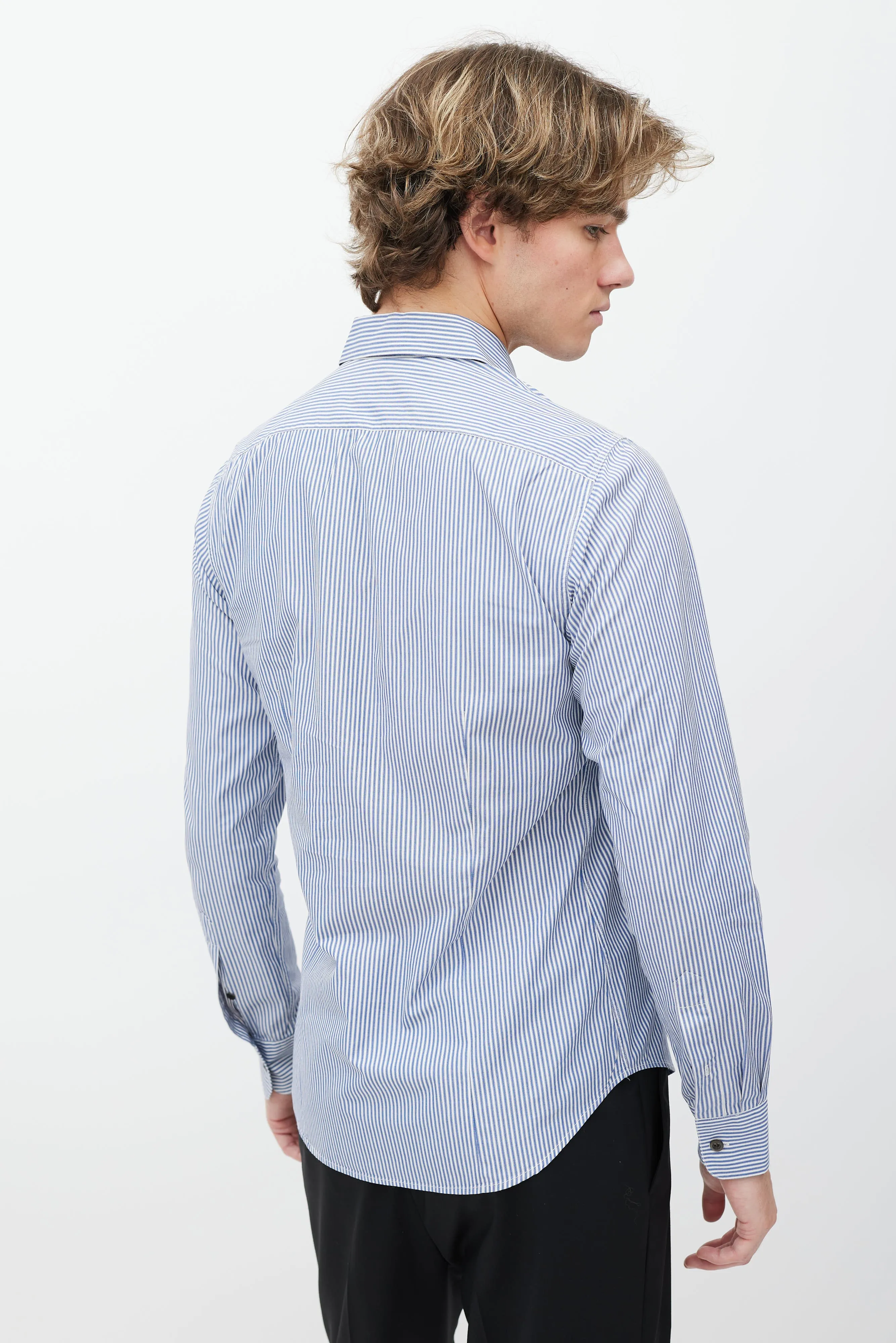 Blue & White Striped Button Up Shirt