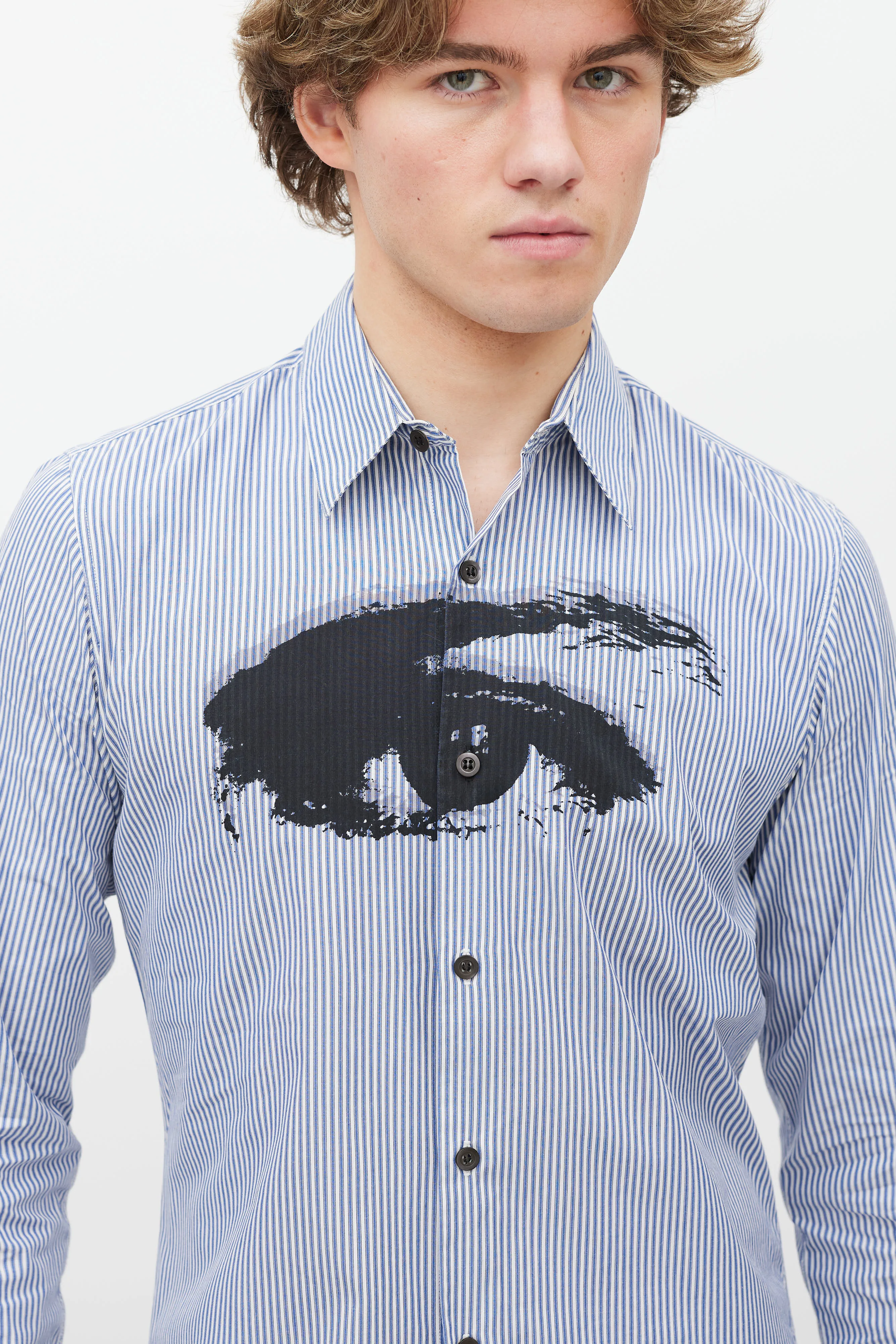 Blue & White Striped Button Up Shirt