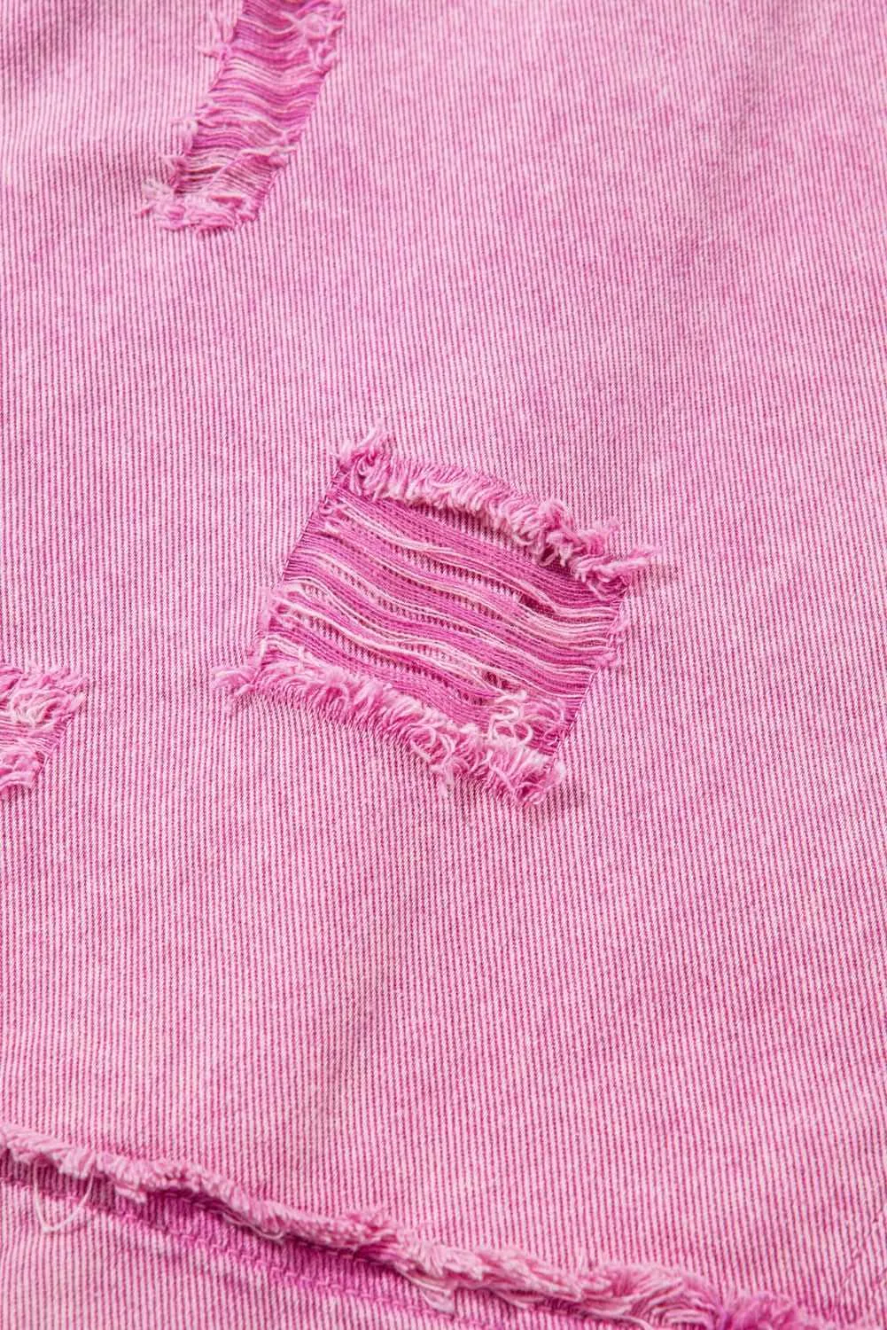 Chic pink lace denim jacket