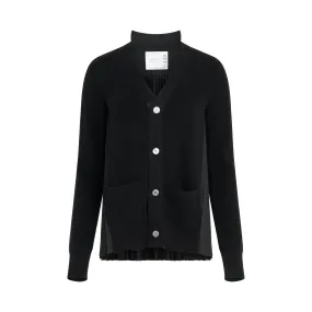 Cotton Knit Cardigan in Black