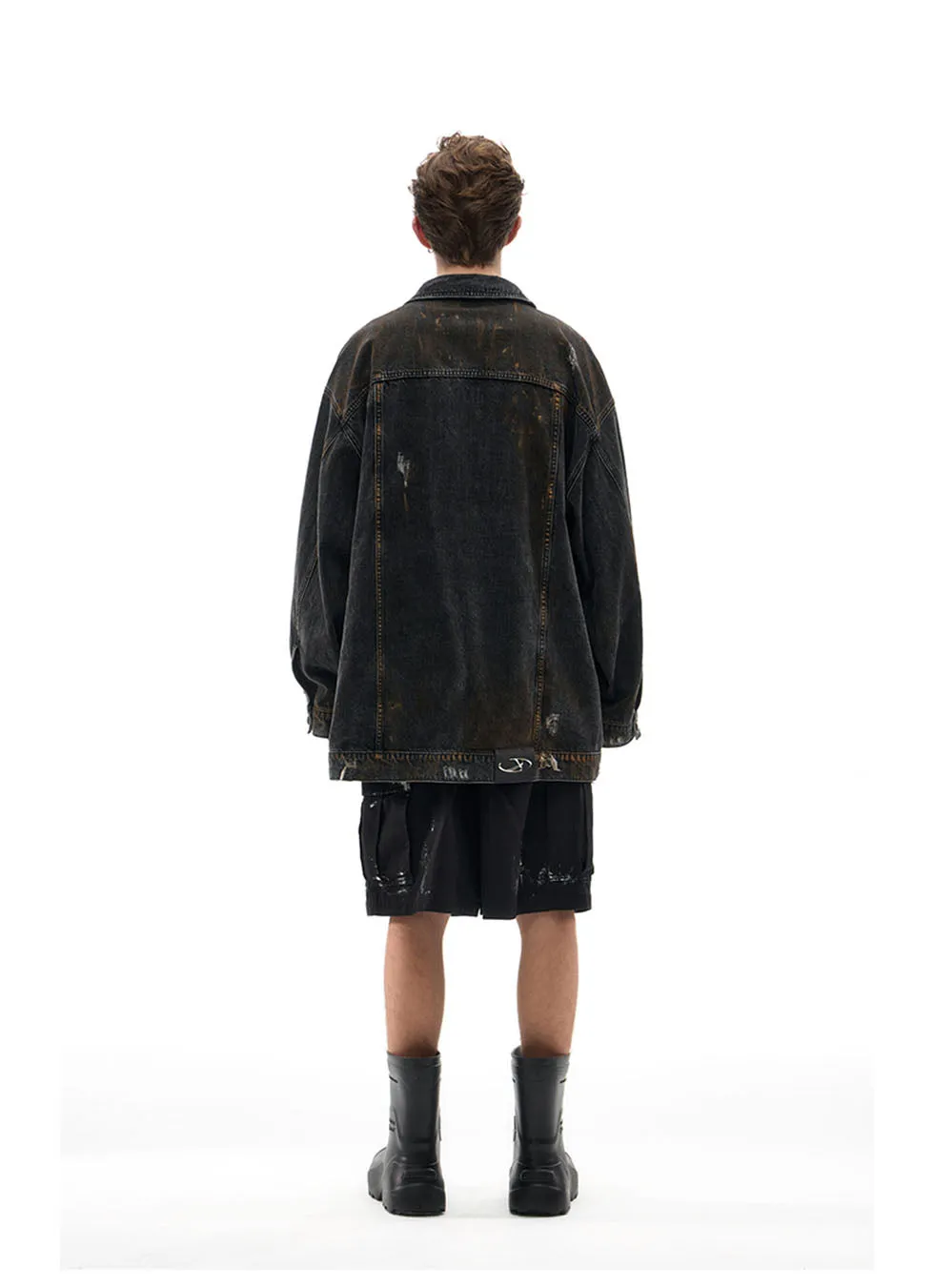 Damaged Mud Dyed Denim Jacket