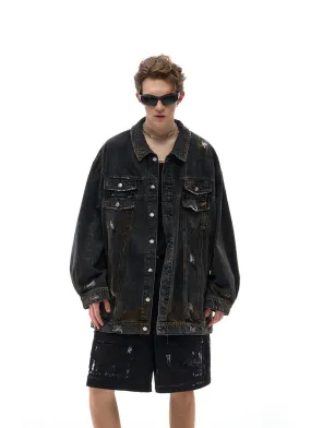 Damaged Mud Dyed Denim Jacket