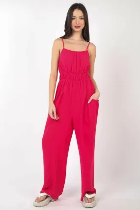 Elegant Pintuck Sleeveless Jumpsuit with Versatile Style