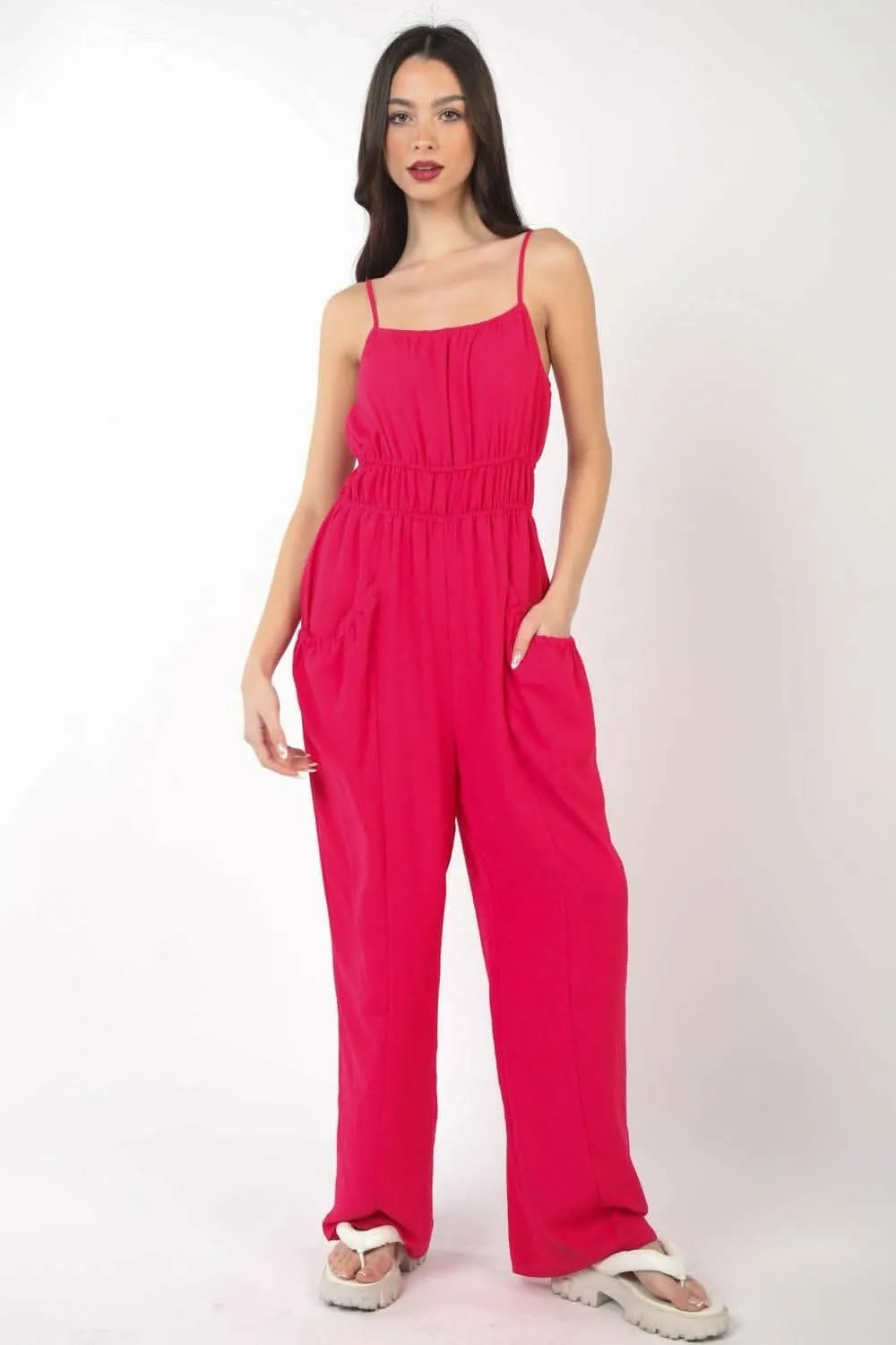 Elegant Pintuck Sleeveless Jumpsuit with Versatile Style