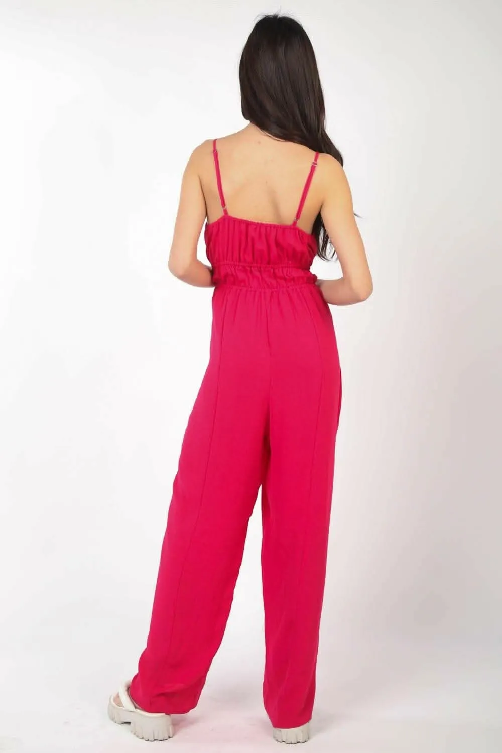 Elegant Pintuck Sleeveless Jumpsuit with Versatile Style