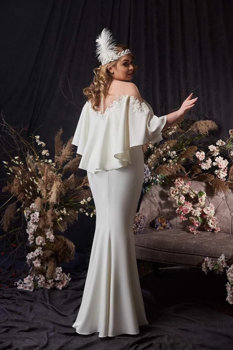 Greece Queen Anne Satin Wedding Dress