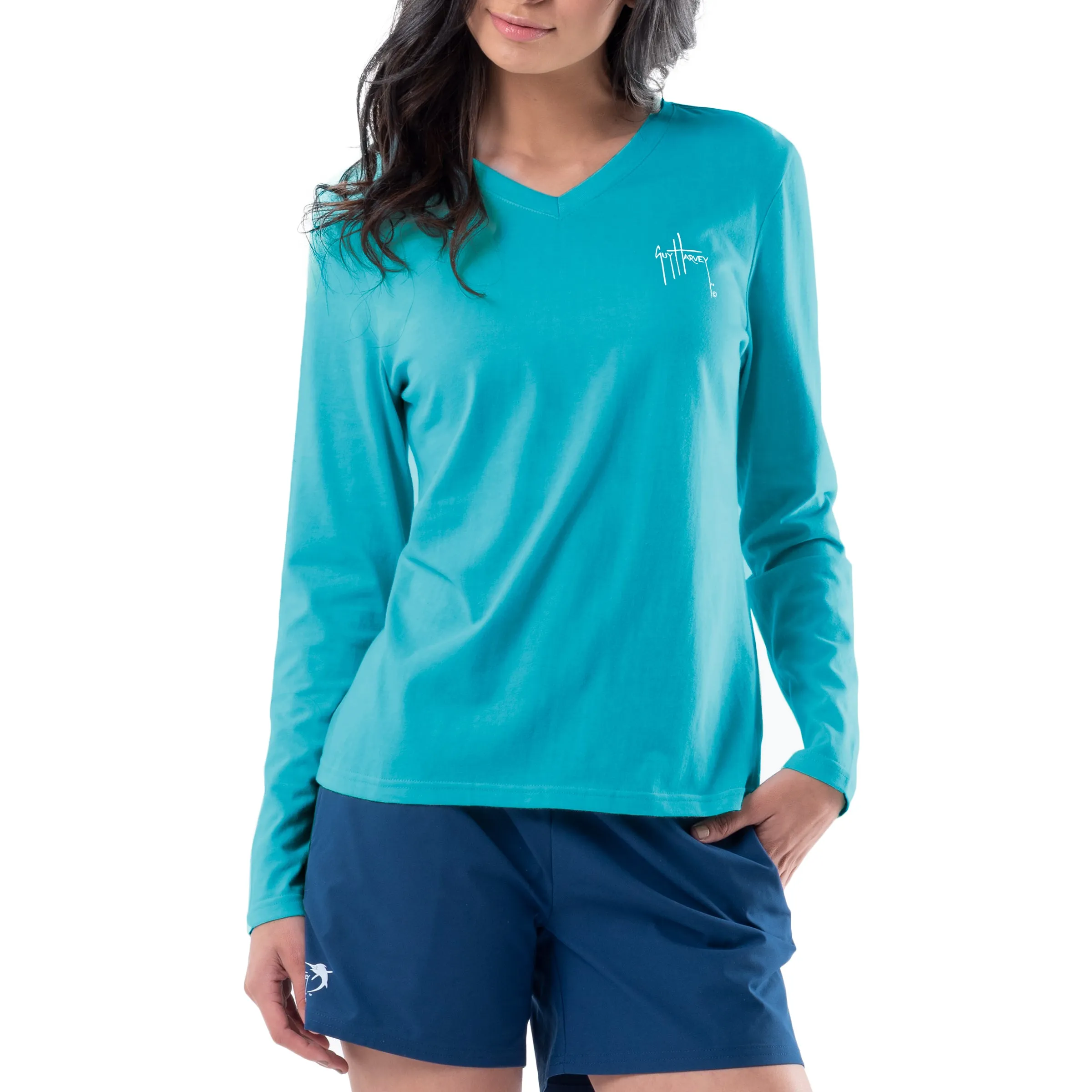 Ladies Angelfish Long Sleeve V-Neck T-Shirt