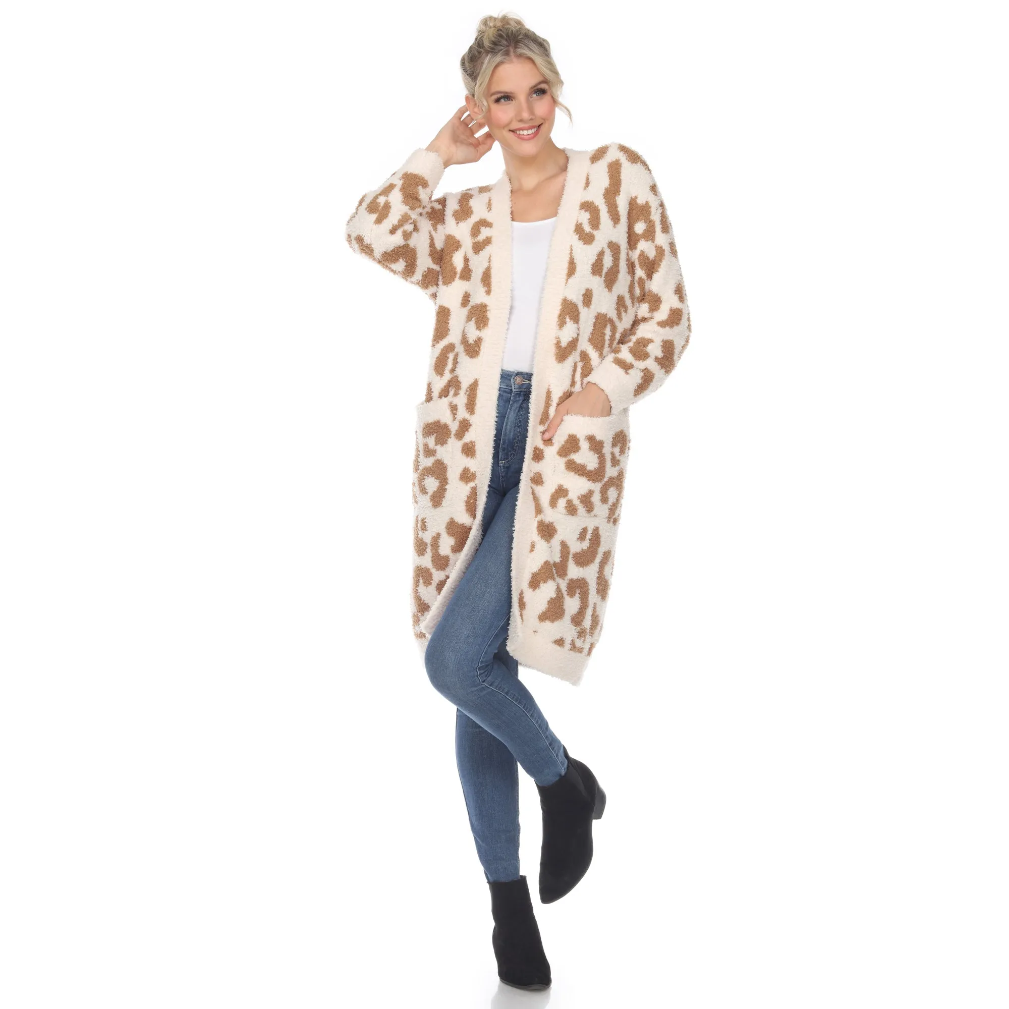 Leopard Print Open Front Cardigan