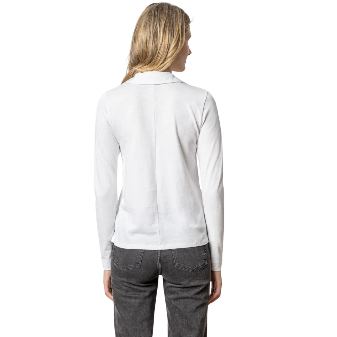 Long Sleeve Collared V Neck
