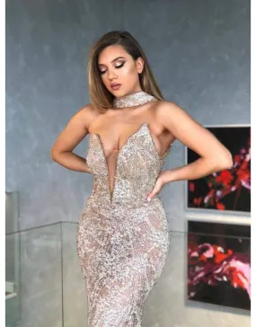 Luxury Evening Silver Tub Dress