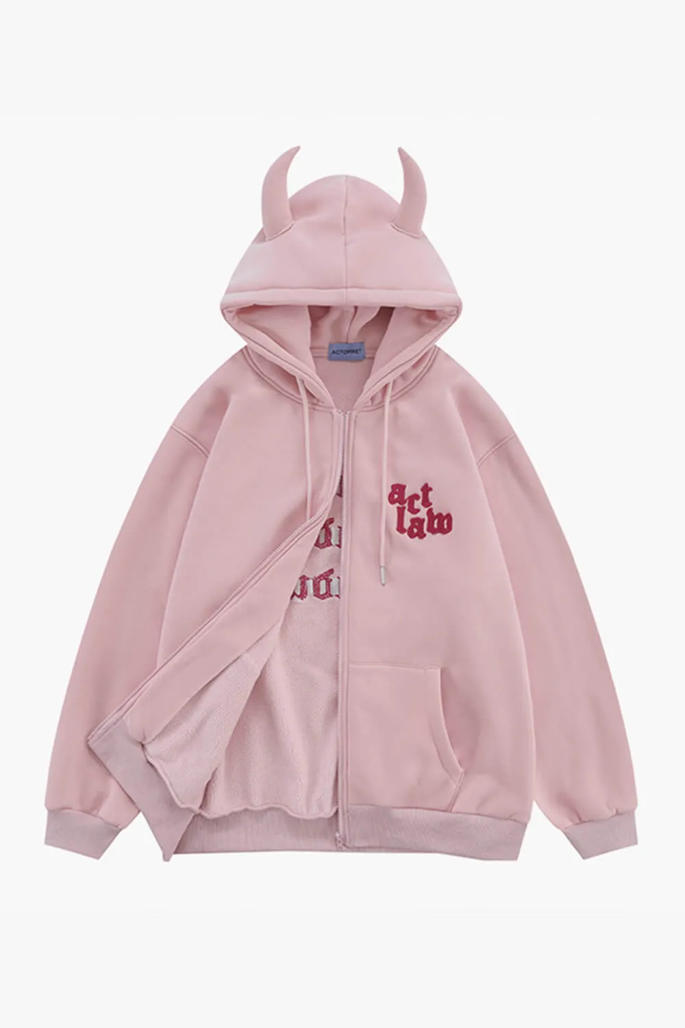 Pink Horns Hoodie Act Law Soft Baddie Aesthetic