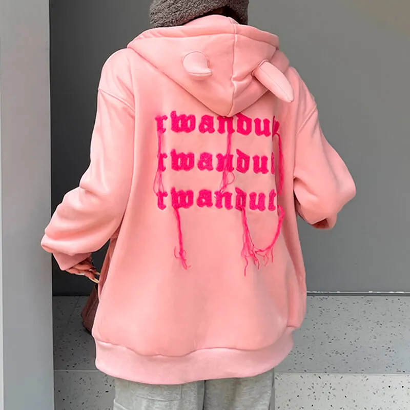 Pink Horns Hoodie Act Law Soft Baddie Aesthetic