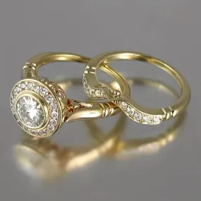Rica- Vintage Gold & Zirconia Ring Set