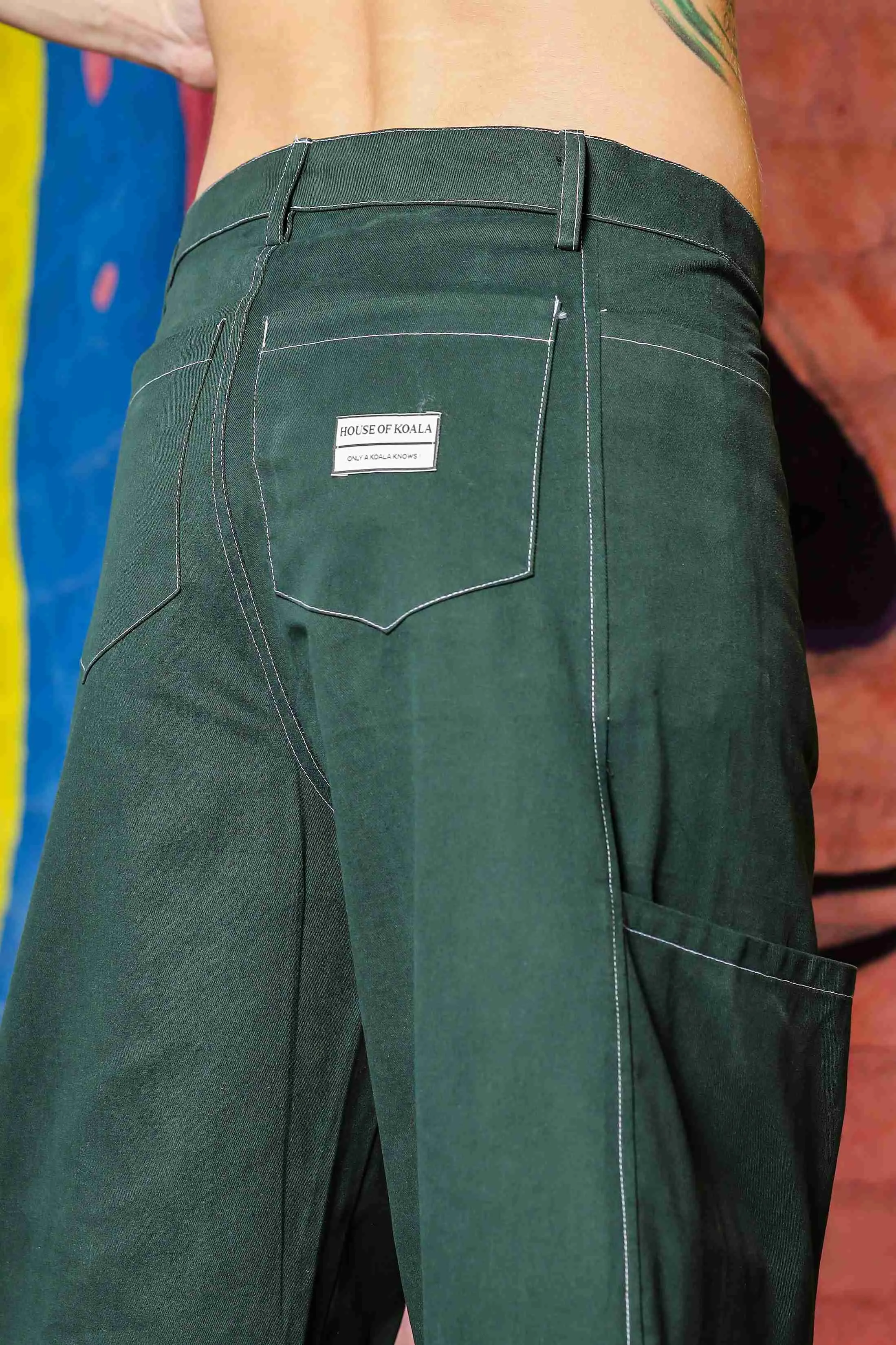 Unisex Oversized fit Green Baggy Cargo Trousers