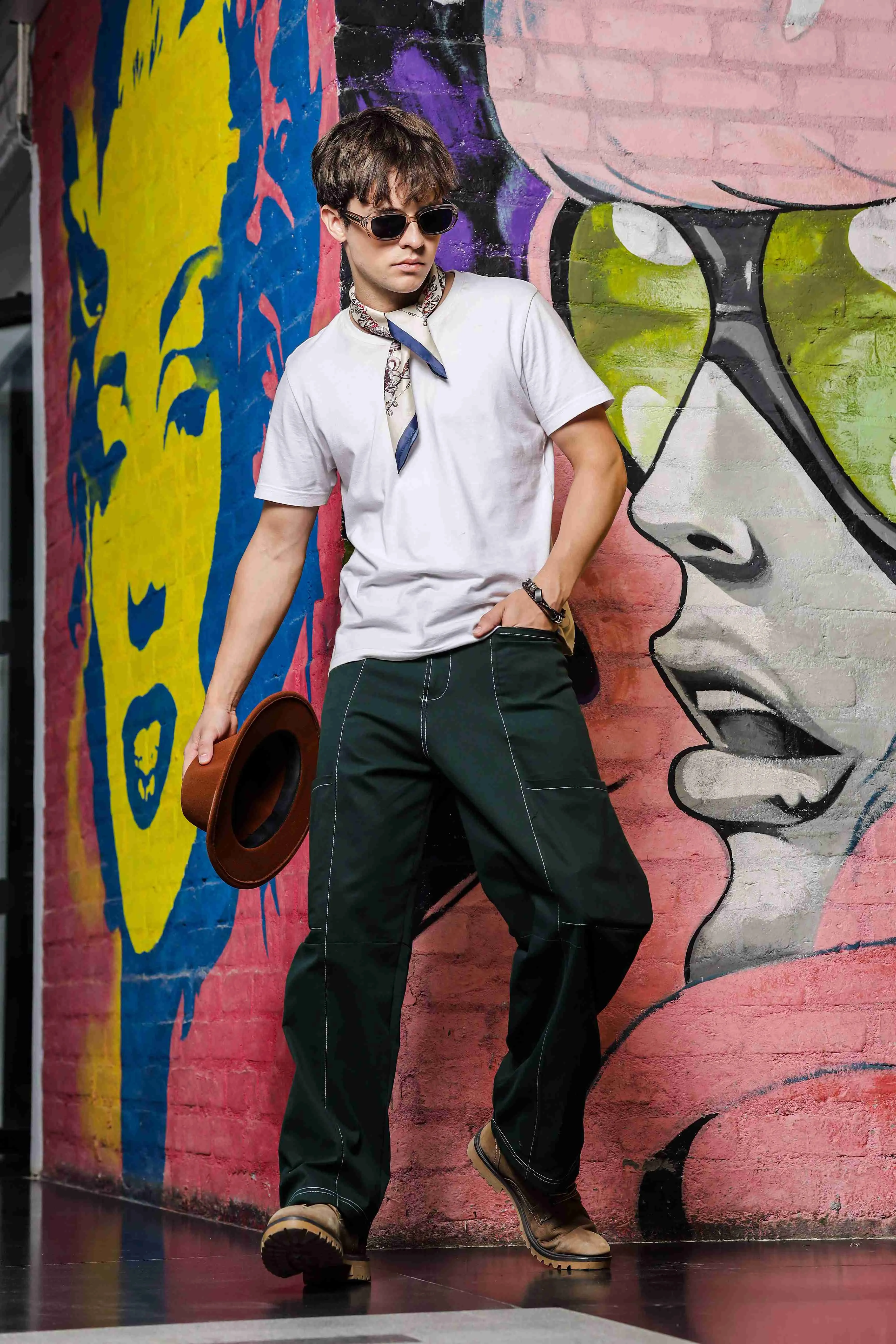 Unisex Oversized fit Green Baggy Cargo Trousers
