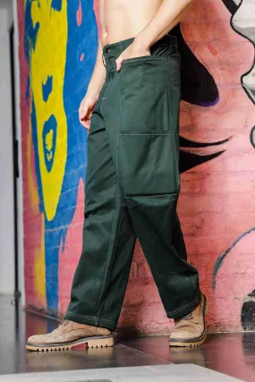 Unisex Oversized fit Green Baggy Cargo Trousers