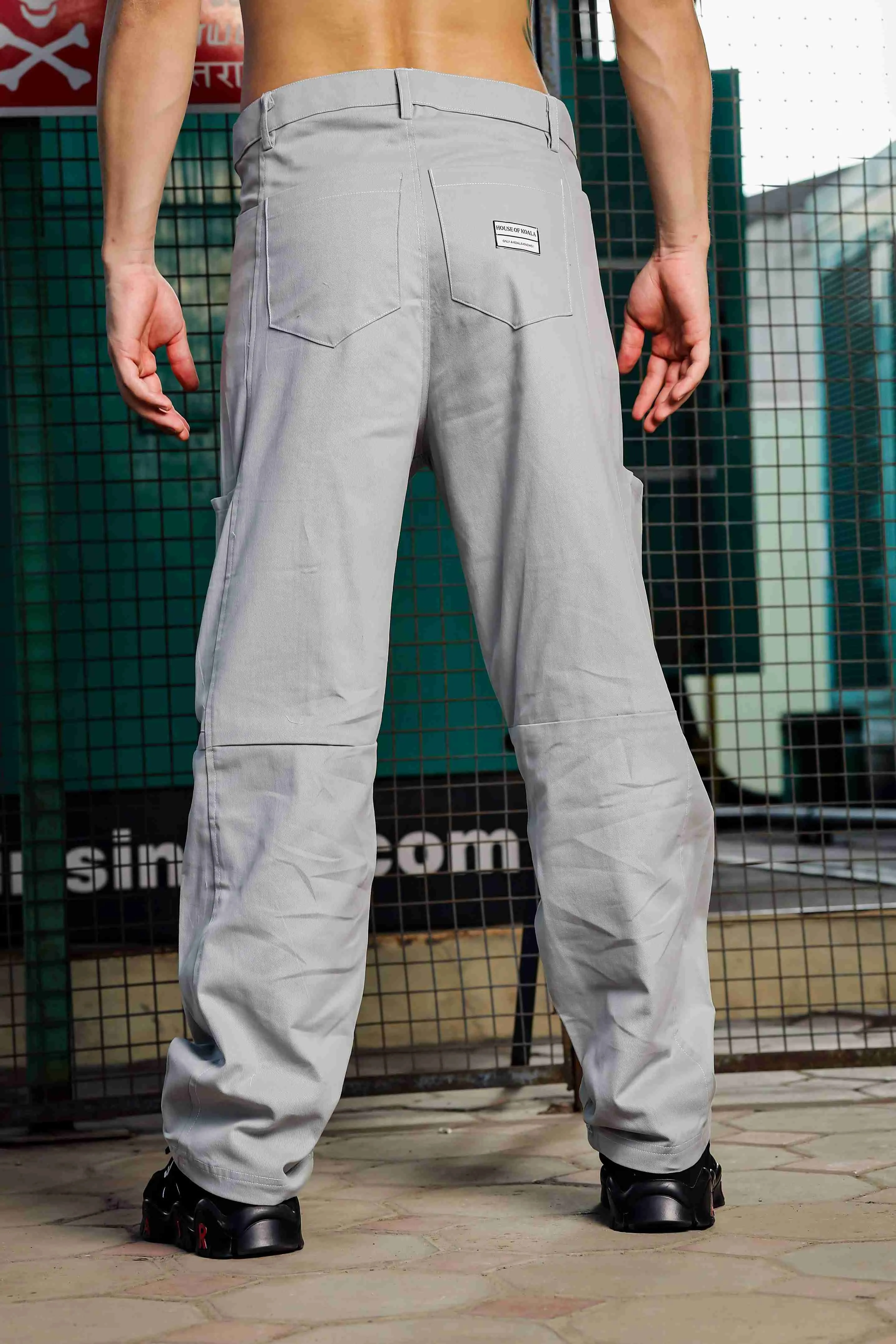 Unisex Oversized fit Grey Baggy Cargo Trousers