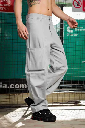 Unisex Oversized fit Grey Baggy Cargo Trousers