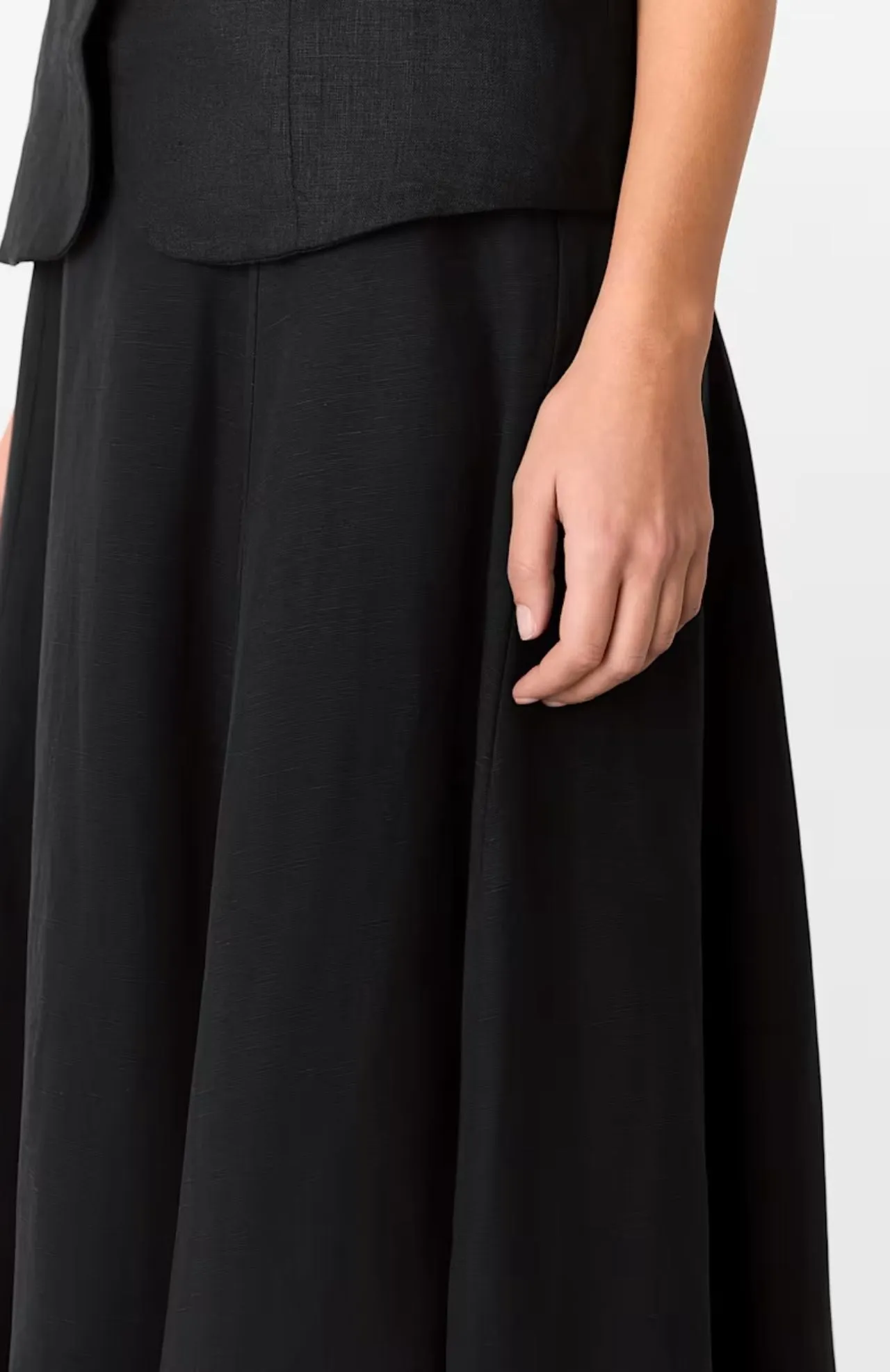 Whistles Black Helena Linen Blend Skirt