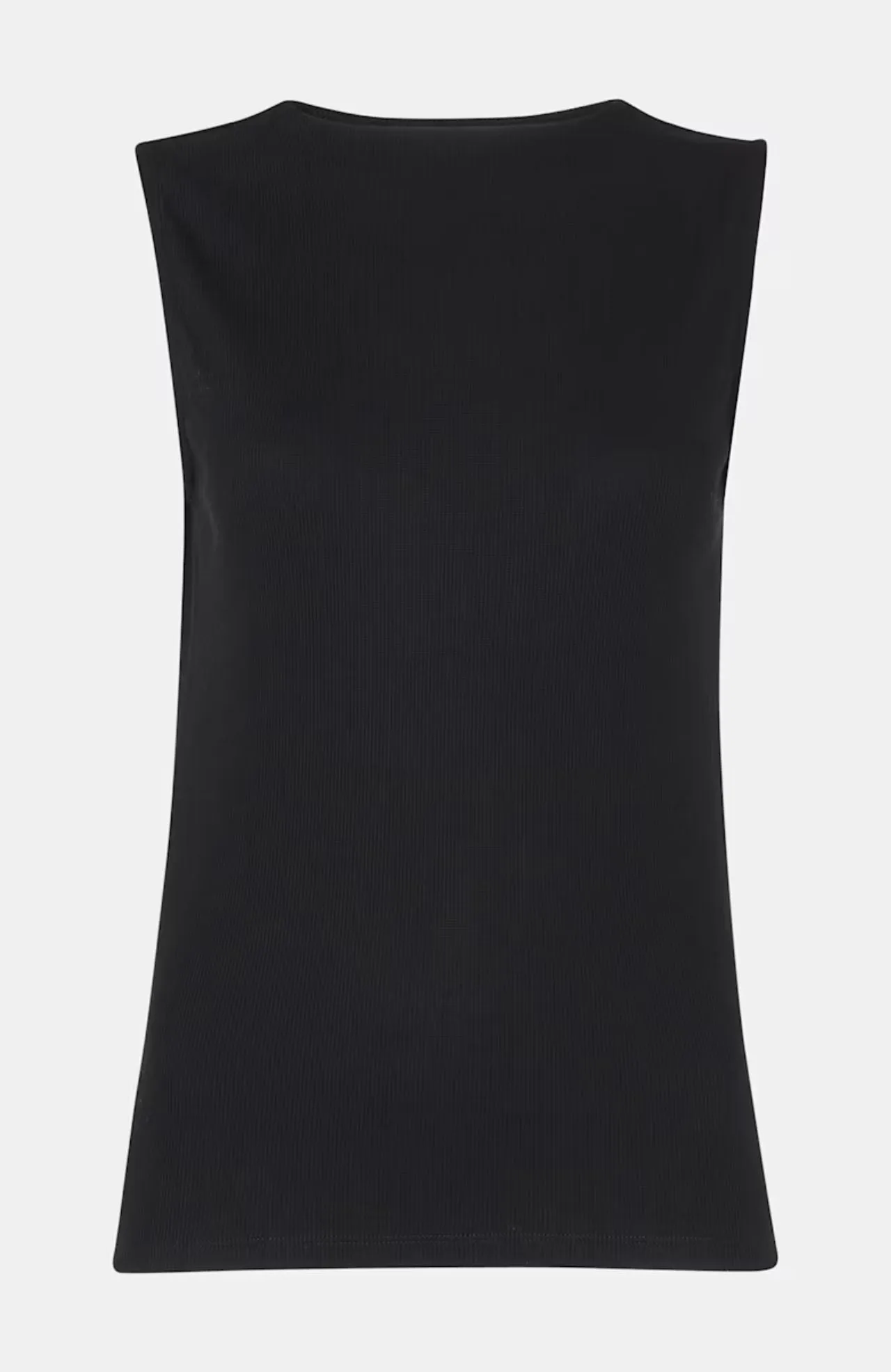 Whistles Black High Neck Rib Detail Tee