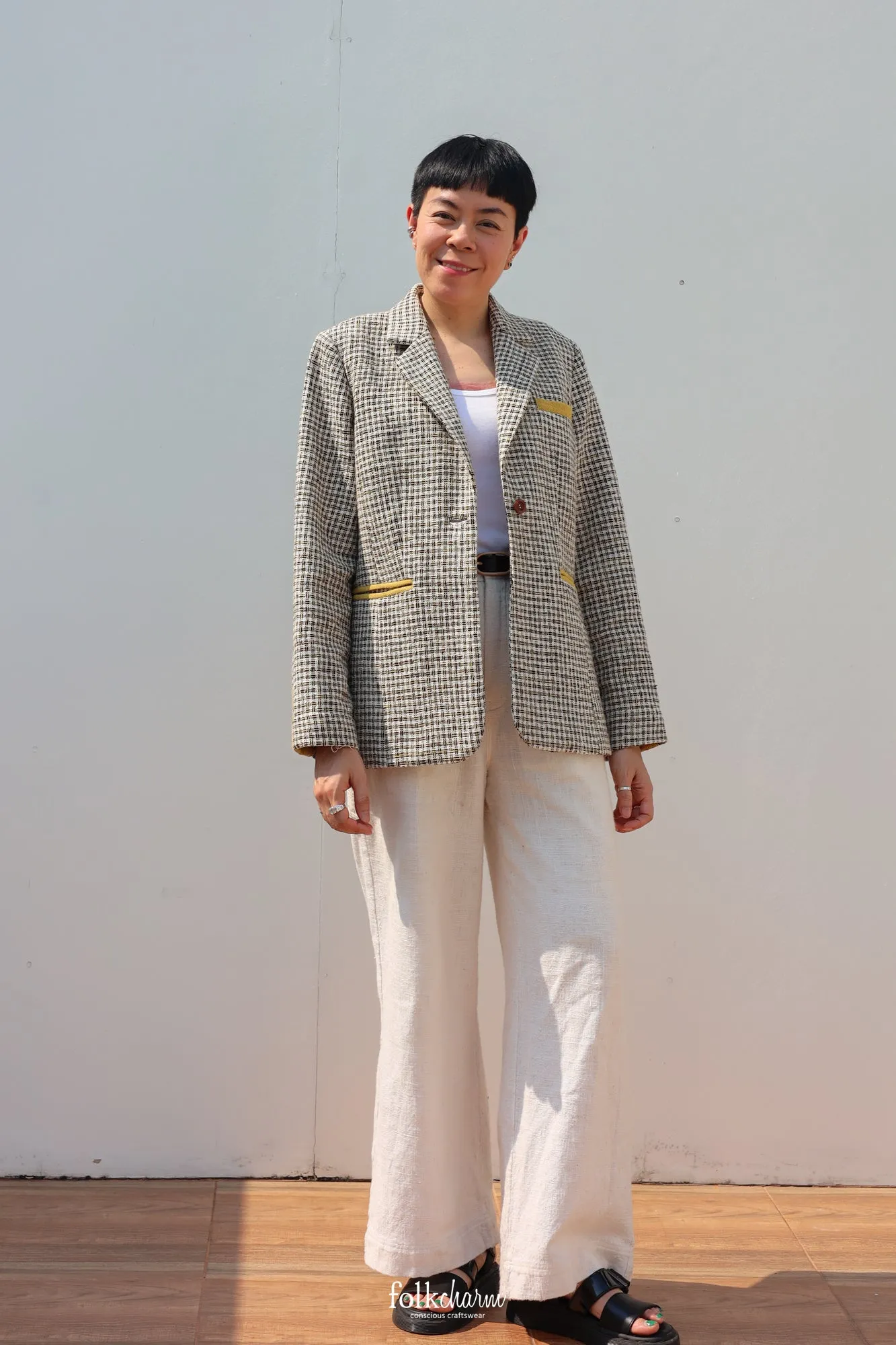 Yellow Sobbing Weave Relaxed-fit Blazer
