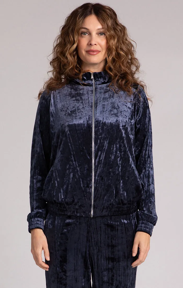 Zip Front Warm Up, Crinkle Velvet